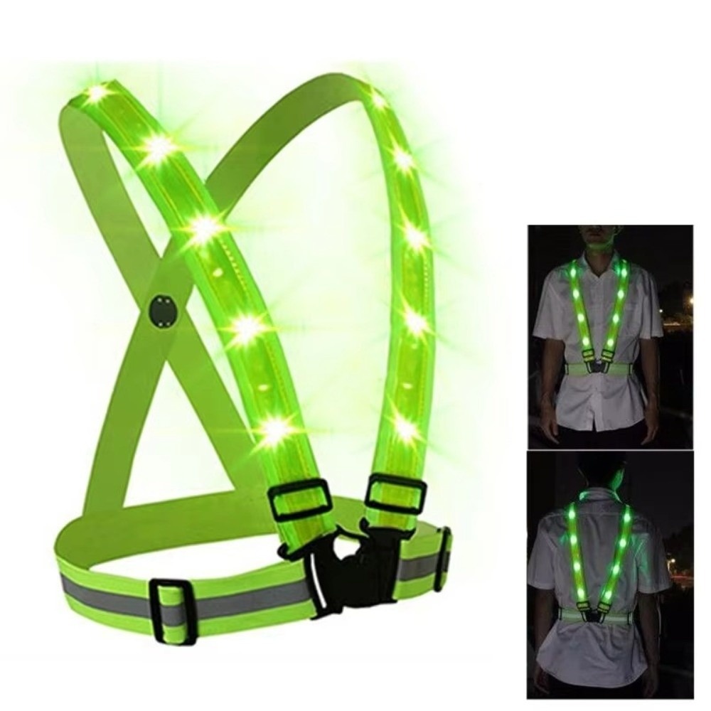 Reflective Vest Cycling - Yeni Polyester LED Güvenlik Yeleği Yeşil